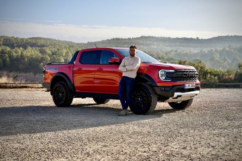 Presenter Nick Ponting standing in front of a Ford Ranger Raptor